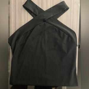 Black tank with cross cross neck